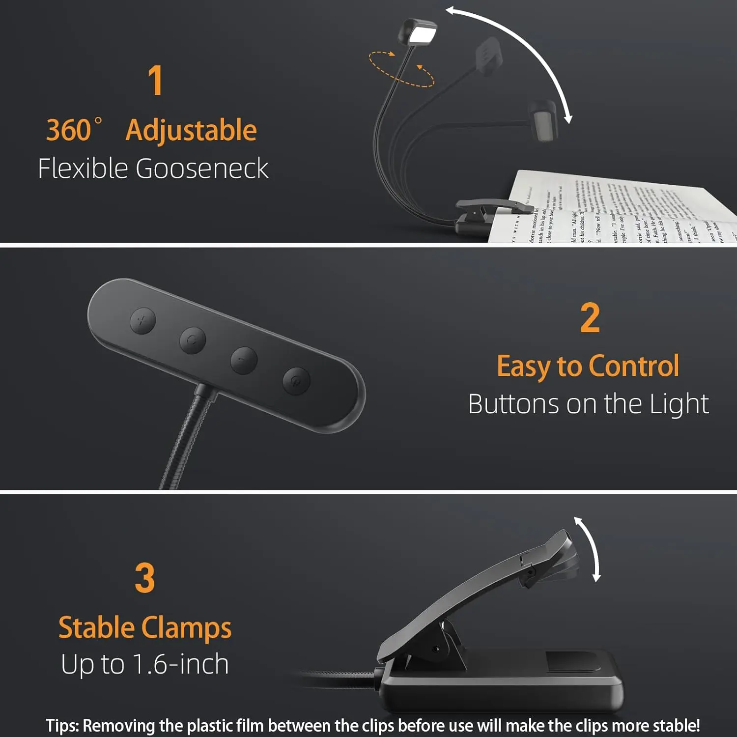 14Leds Boeklicht USB Oplaadbare Leeslamp Warm Koel Wit Daglicht Draagbare Flexibele Gemakkelijke Clip Nachtleeslamp
