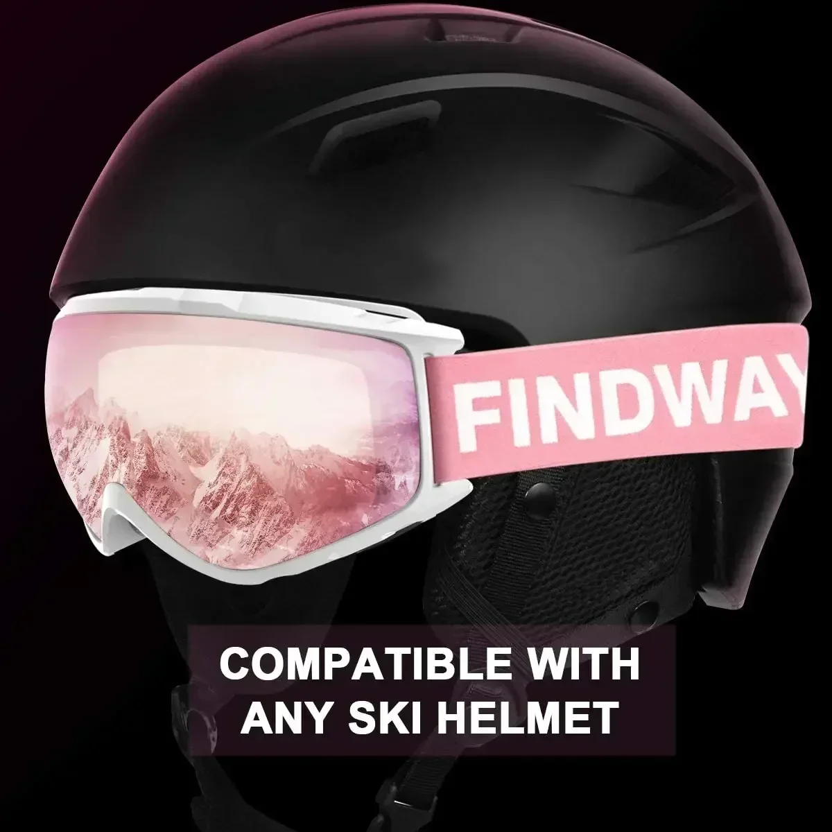 Gogle narciarskie Findway dla dorosłych Dwuwarstwowe soczewki Anti Fog Ochrona UV OTG Design Over Helmet Kompatybilne do jazdy na nartach Snowboarding