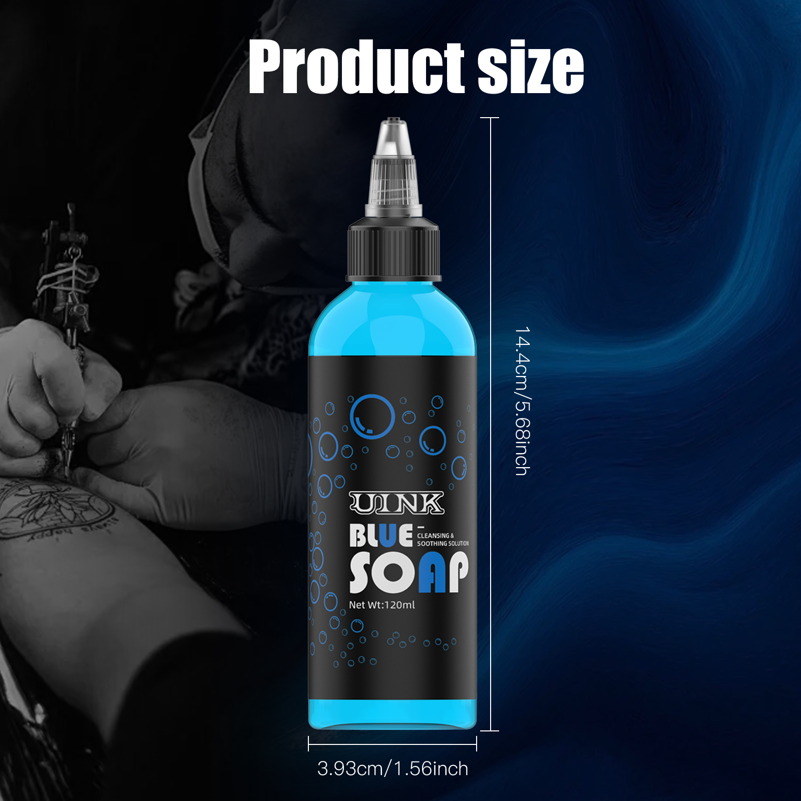 UINK Tattoo Blue Soap 120 ml Herramienta de limpieza de tatuajes con bote de espuma Kit de tatuaje adecuado para principiantes de tatuajes y artistas de tatuajes
