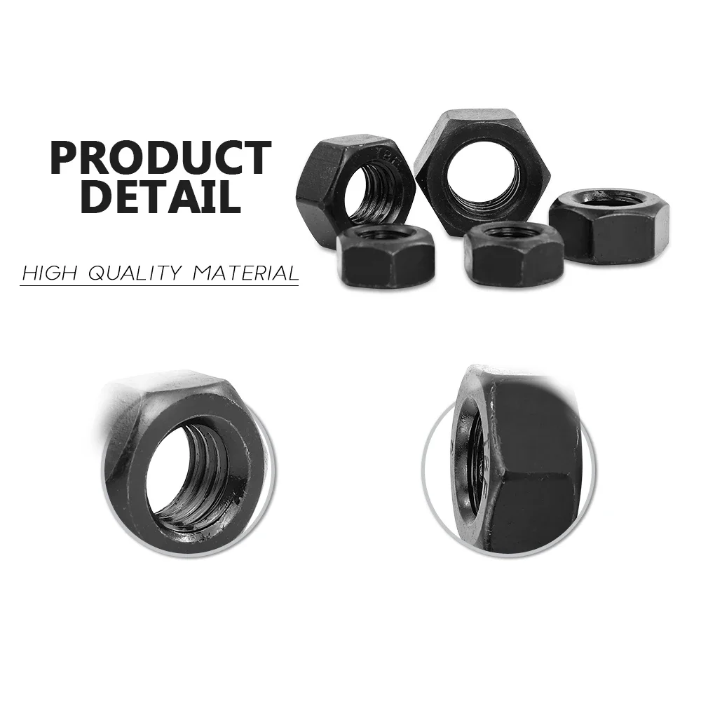 Màu Đen Hình Lục Giác Hex Nuts M2 M2.5 M3 M4 M5 M6 M8 M10 M12 M14 M16 M18 M20 M22 M24 M27 carbon Thép Metric Hex Nuts