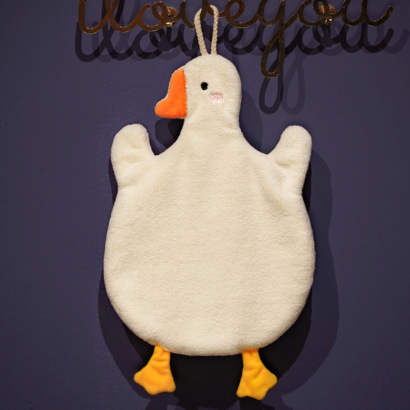 Cute Cartoon Goose Hand Towel for Kitchen and Bathroom - Hanging, Thickened, Absorbent Hand Towel