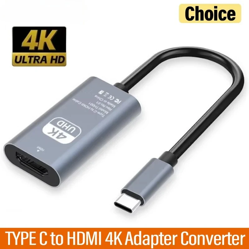 TYPE C to HDMI-Compatible 4K Adapter USB C USB3.1 Male to HDTV Female Converter Cable for Laptop Tablet TV MacBook