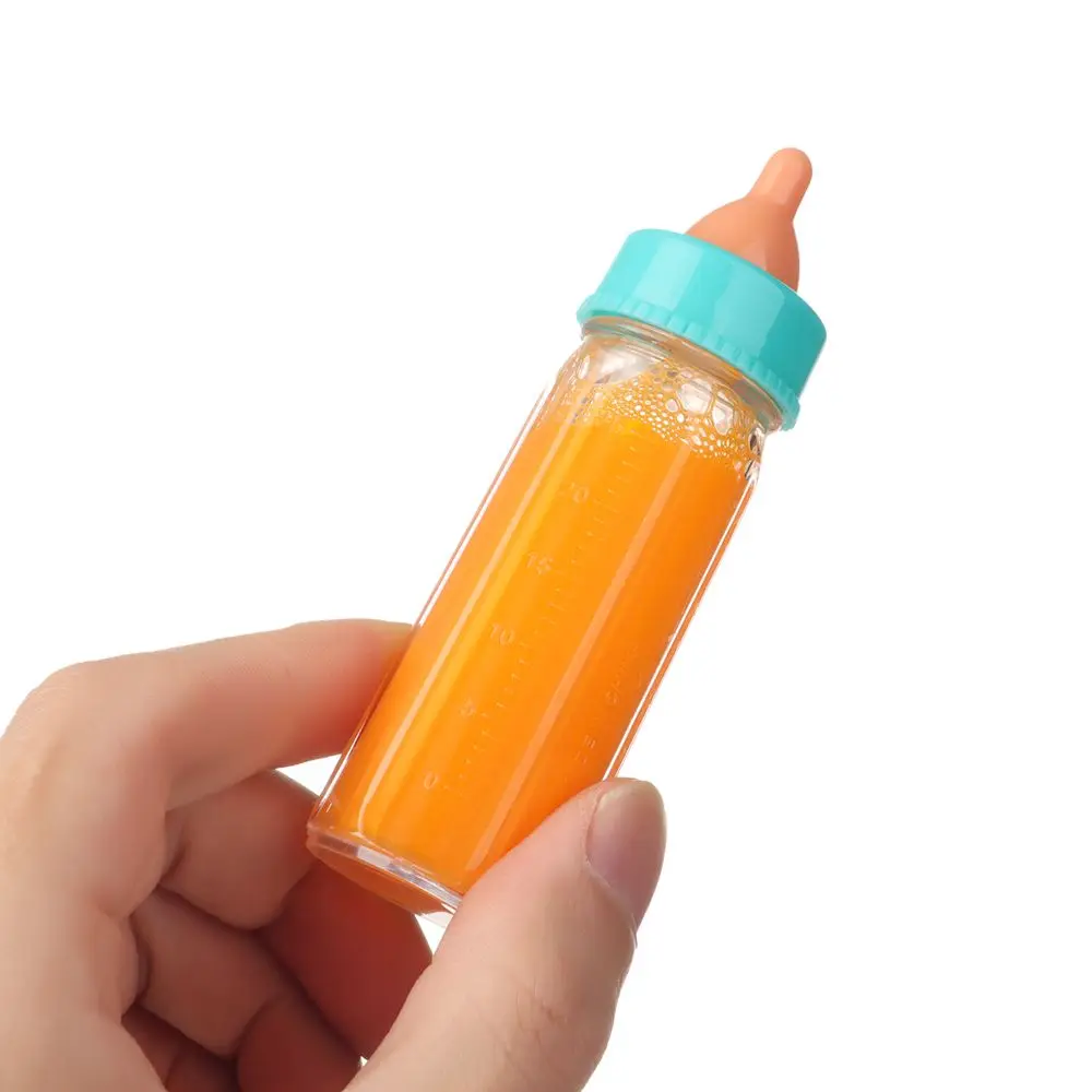 Garrafas mágicas de suco de leite para boneca de 18 polegadas com babadores de chupeta cabem em bonecas recém-nascidas, garrafa de plástico para casa de bonecas, brinquedos reborn