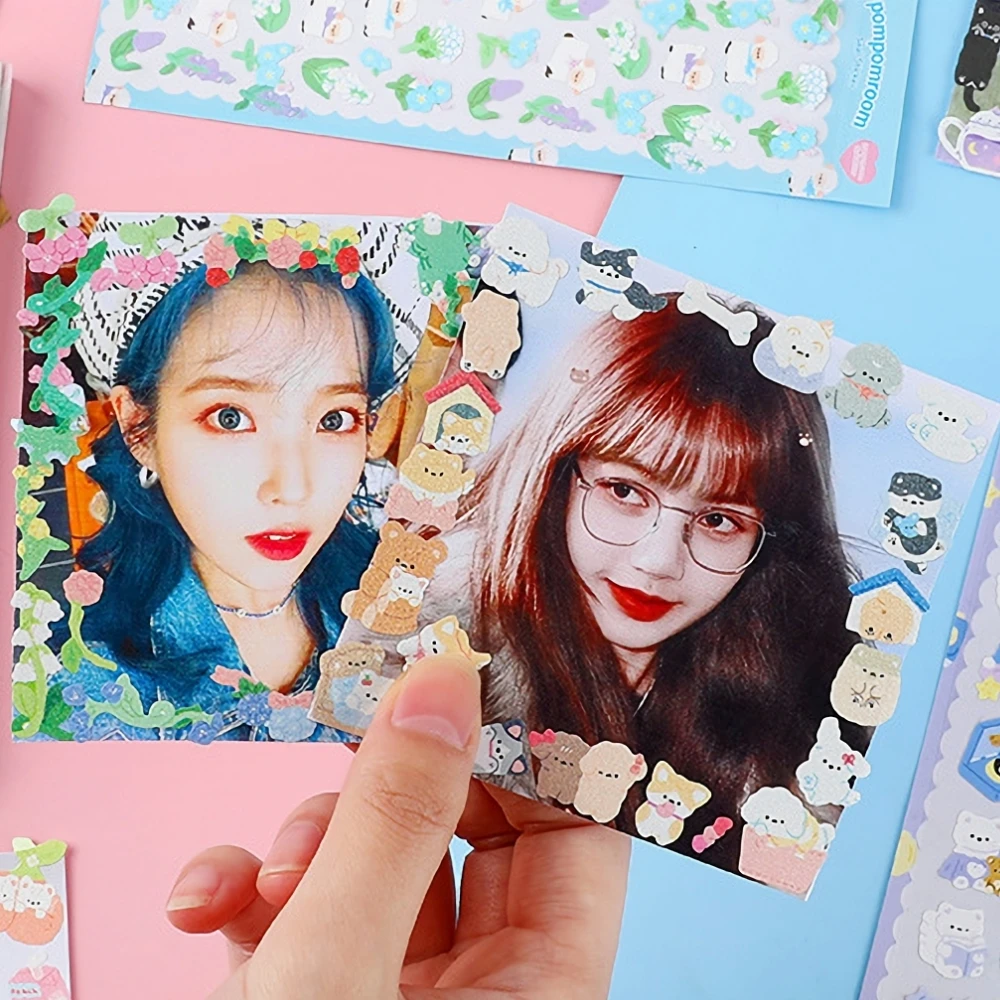 10 ~ 11 pièces belle mignon coréen Toploader décoration joint autocollants 3D holographique conception Kawaii Kpop porte-carte journal déco