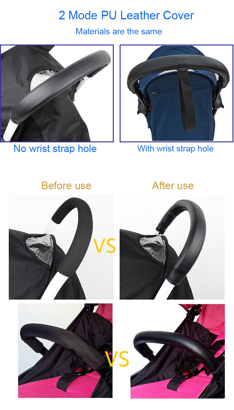 Kinderwagenaccessoires PU lederen beschermhoes Cover van armleuning en handvat voor Babyzen Yoyo Yoyo2 kinderwagen