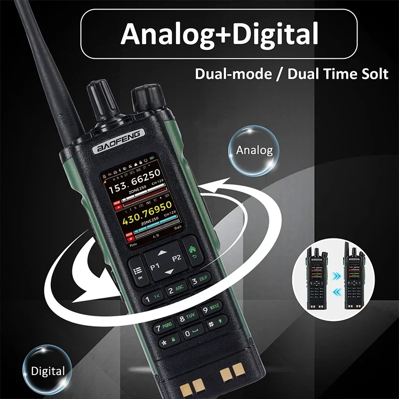 BAOFENG DMR DM-32 Walkie Talkie Digital GPS AES256 cifrado modo Dual analógico negro ranura de tiempo Dual AM APRS llamada Digital DM-32UV