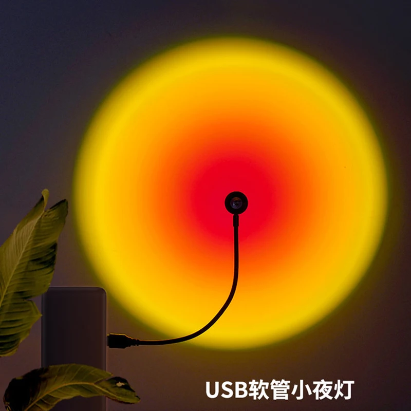 USB Hoàng Hôn Chiếu Đèn Cầu Vồng Bầu Không Khí Đèn Ngủ Hoàng Hôn Ánh Sáng Chụp Ảnh Selfie Coffee Store Sống Tường Trang Trí