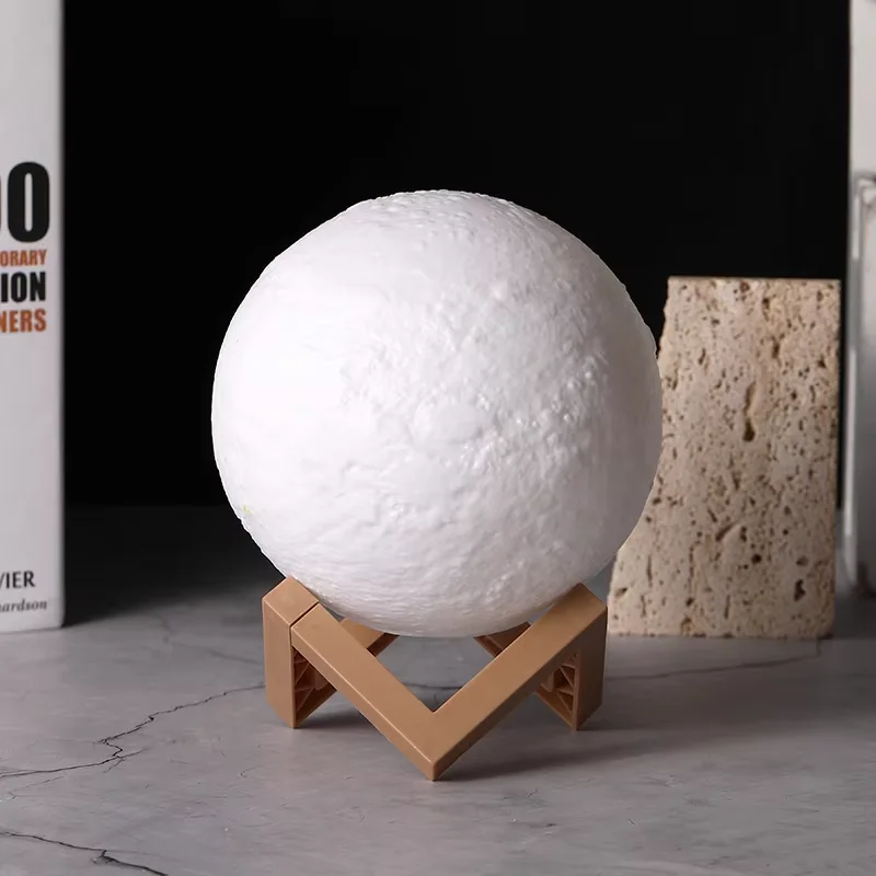 1 lampada lunare, lampada notturna a LED lampada planetaria fai da te, modello di batteria luminosa Moon Ball, supporto in legno, regali per ragazze ragazzi donne uomini