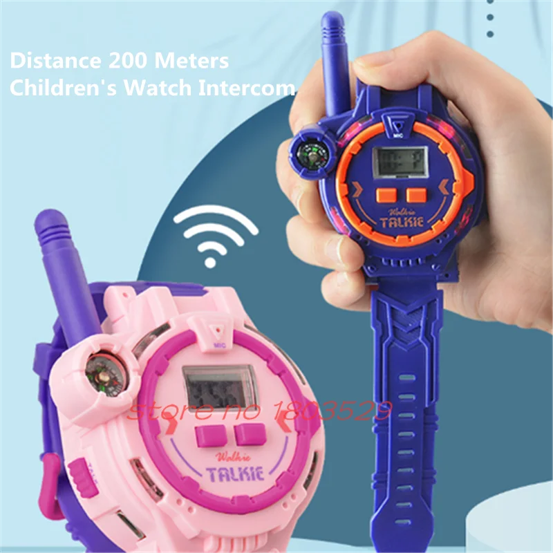 Outdoor Children Interaction Toys Watch Interphone 200M Remote Intercom LED Lights Built In Compass Wrist Watch Walkie Kids Toy