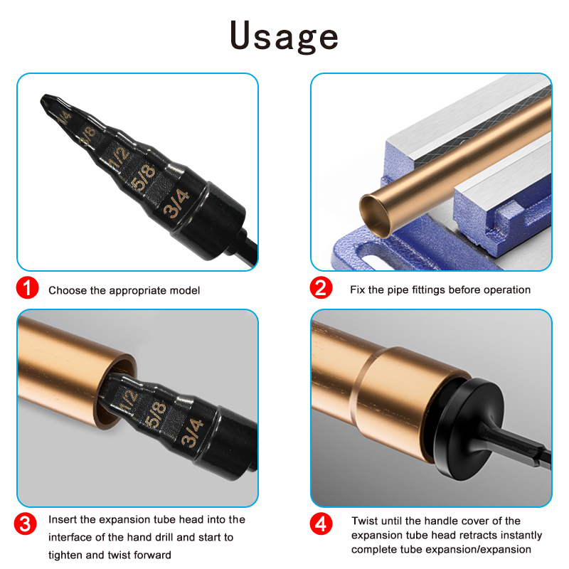 Britse 6-in-1 koperen buis stapboor elektrische expansiekop onderhoud airconditioner uitbreiden pijp gereedschap boormachine accessoire