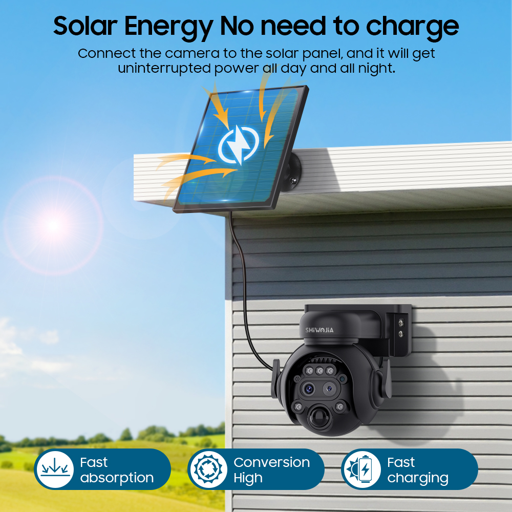 SHIWOJIA 12X Zoom 4G LTE Telecamera di sicurezza solare 8MP Visione notturna Dual-Lens WiFi esterno Batteria solare Telecamera PIR Rilevamento umano