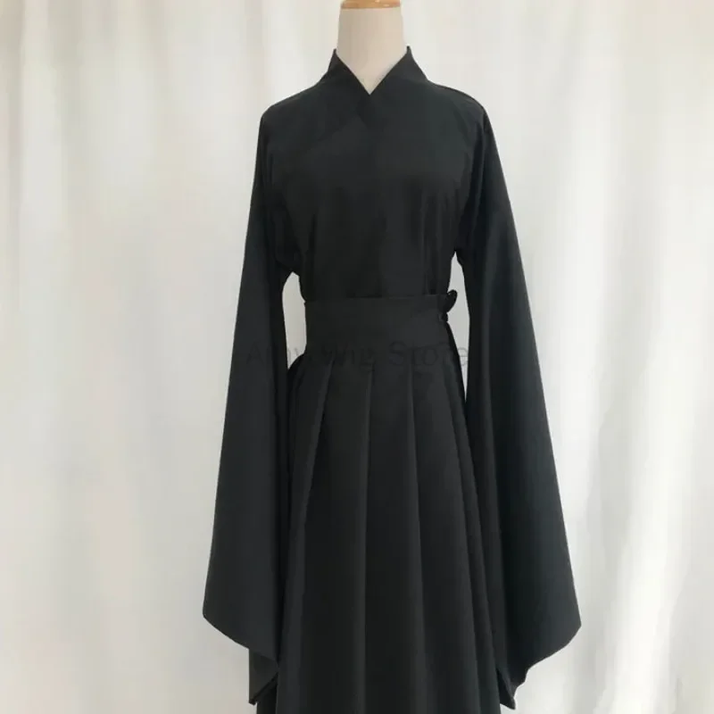 여성의 중국어 번체 의상 Flowy Hanfu 레이디 여성 남성 화이트 블랙 탑 스커트 정장 속옷 무대 공연 착용