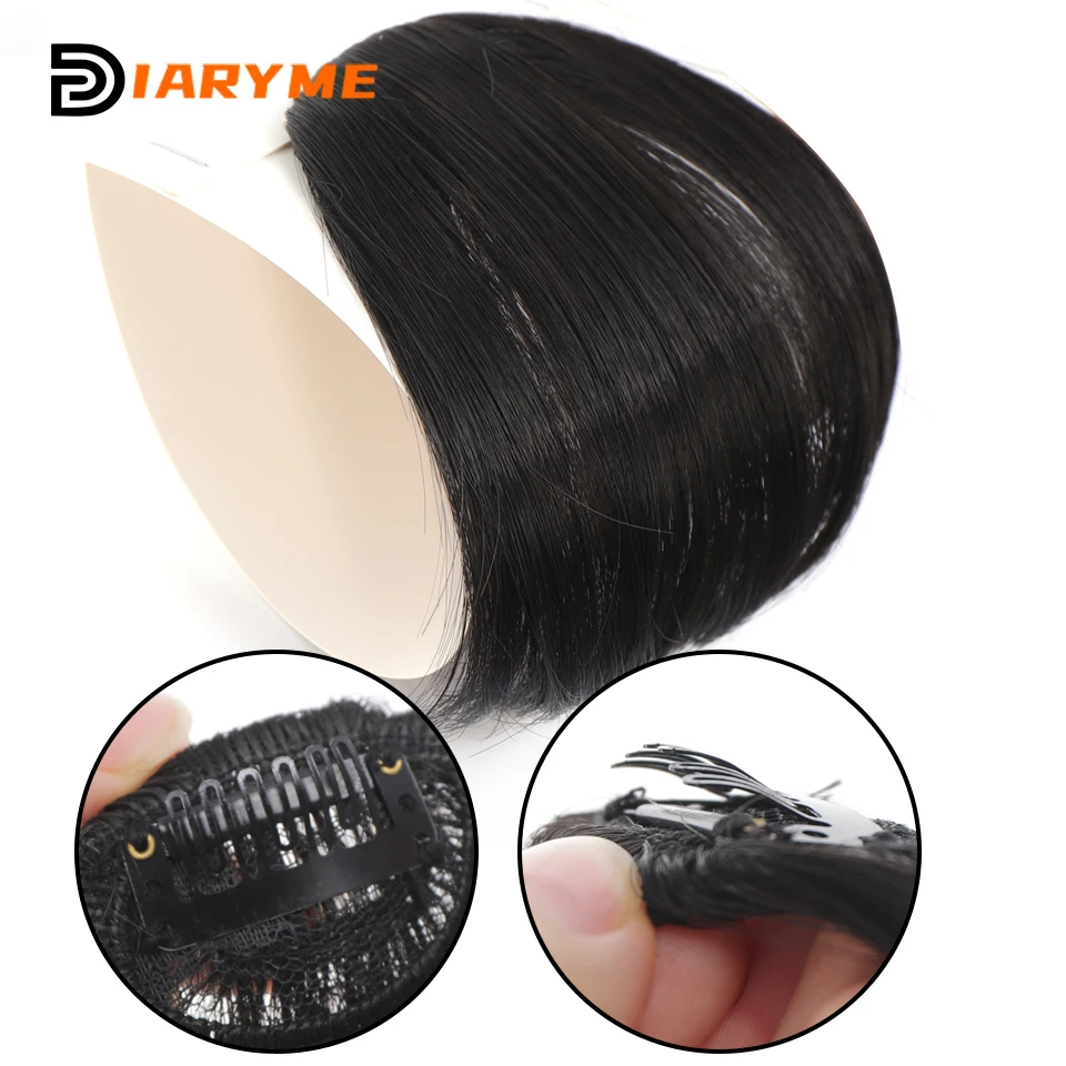 Extensión de flequillo de pelo sintético con Clip, flequillo recto limpio negro corto Natural, extensiones de cabello, flequillo falso resistente al calor Ha