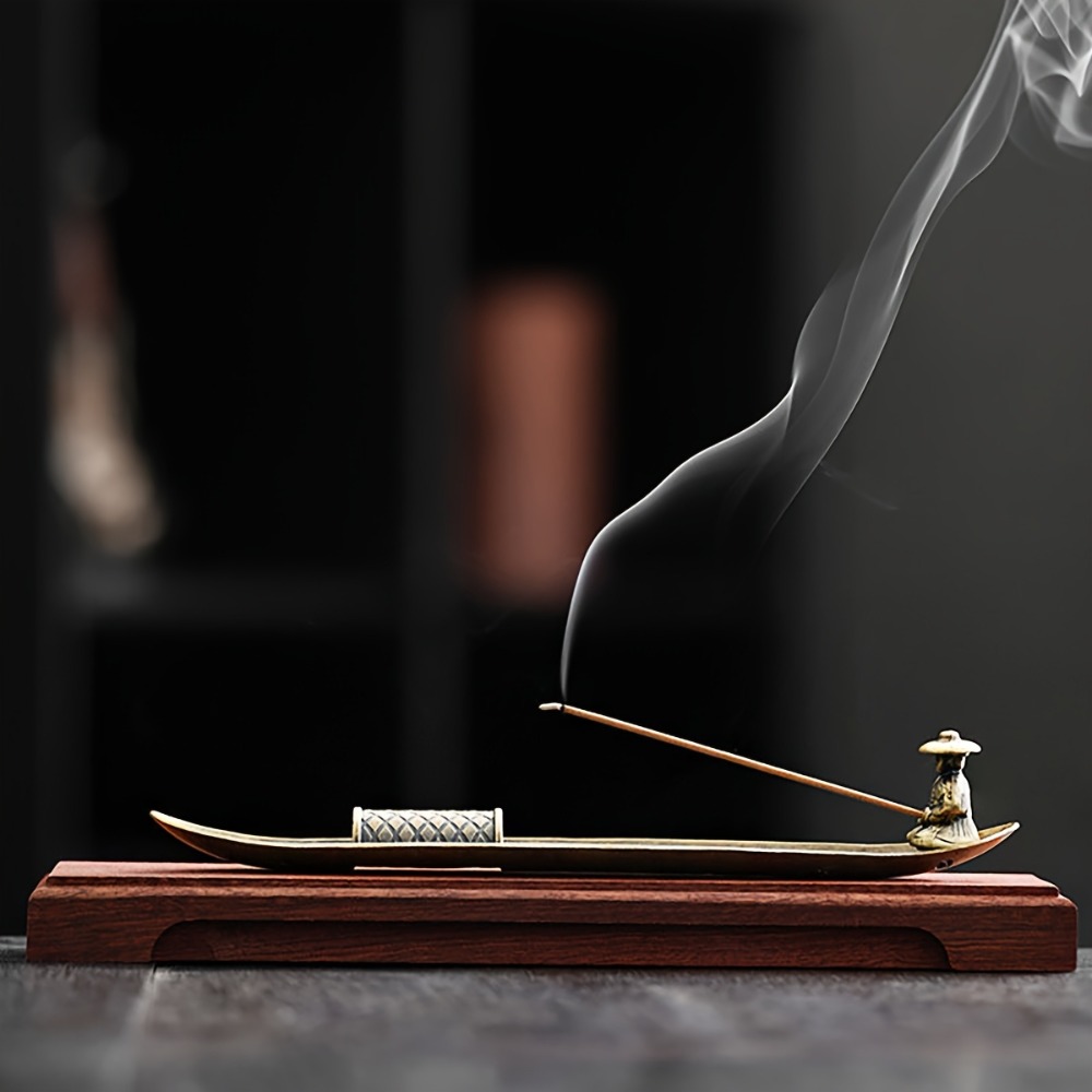 Creative Incense Holder Aromatherapy Ornament Incense Holder Boat Old Men Fishing Japanese Style Incense Stick Burner Home Decor