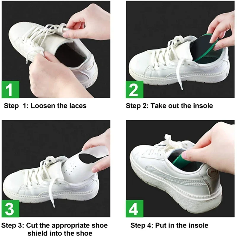 Protector de pliegues para zapatos, puntera antipiega, doblada, grieta, soporte, ensanchador de zapatos, zapatillas protectoras ligeras, 4 Uds.