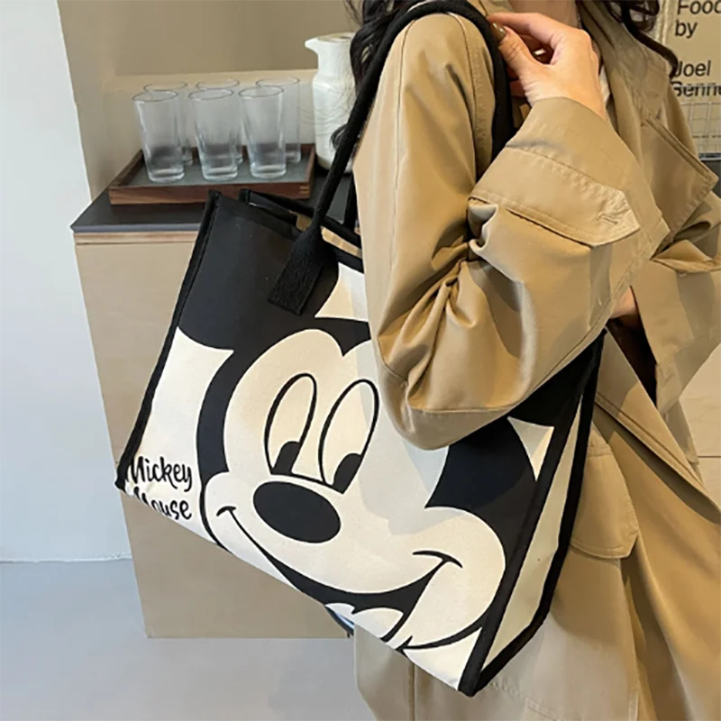 Torba na ramię damska Disney Mickey o dużej pojemności, koreańska wersja, modna torba płócienna, do codziennego dojazdu do pracy.