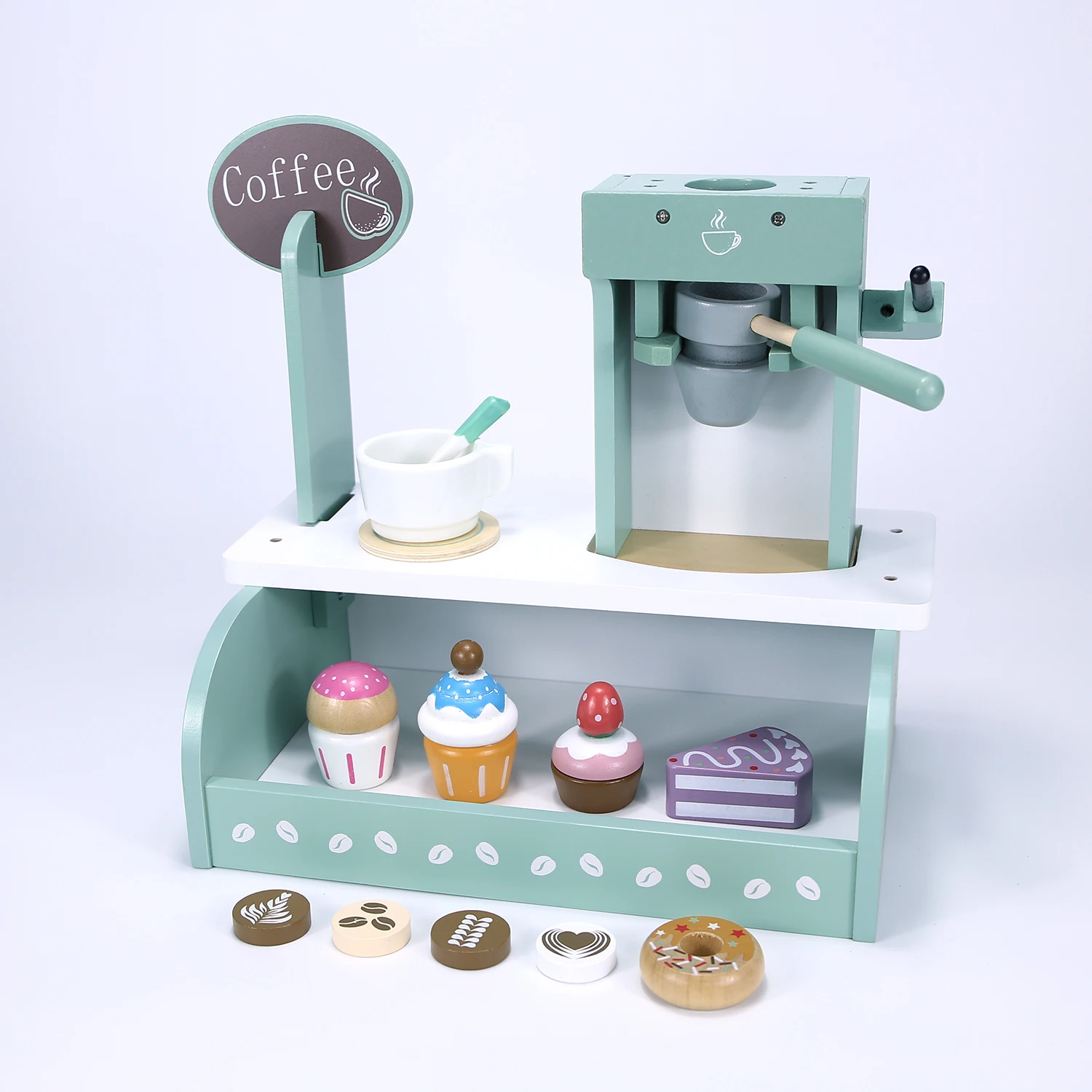 Cucina in legno per bambini Fai finta di giocare Giocattolo Simulazione Macchina da caffè in legno Spremiagrumi Tostapane Miscelatore Apprendimento precoce educativo