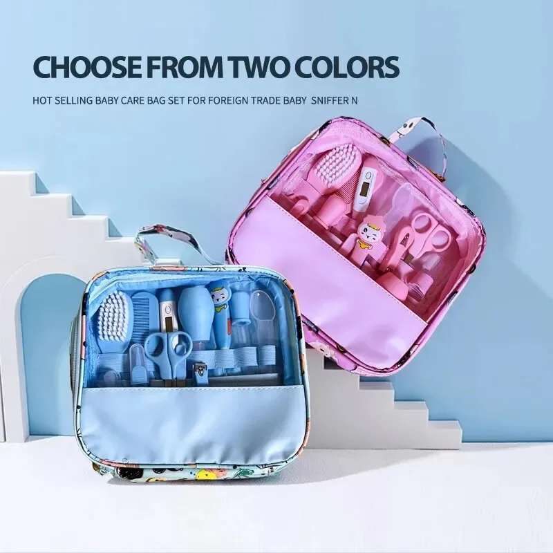 12 pçs kit de cuidados com o bebê crianças cabelo prego cuidados de saúde termômetro aliciamento escova kit clipper tesoura criança produtos de higiene pessoal