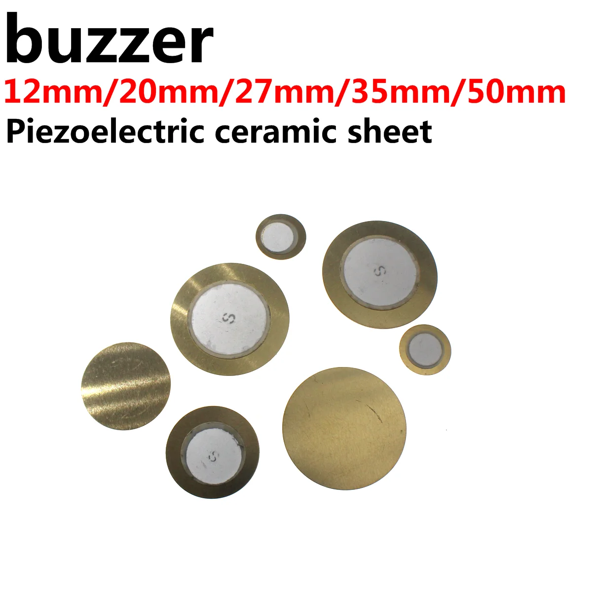 20pcs Piezo Elements Buzzer Sounder Sensor Trigger Drum Disc Copper Piezo Speaker 12MM 20MM 27MM 35MM 50MM Piezoelectric