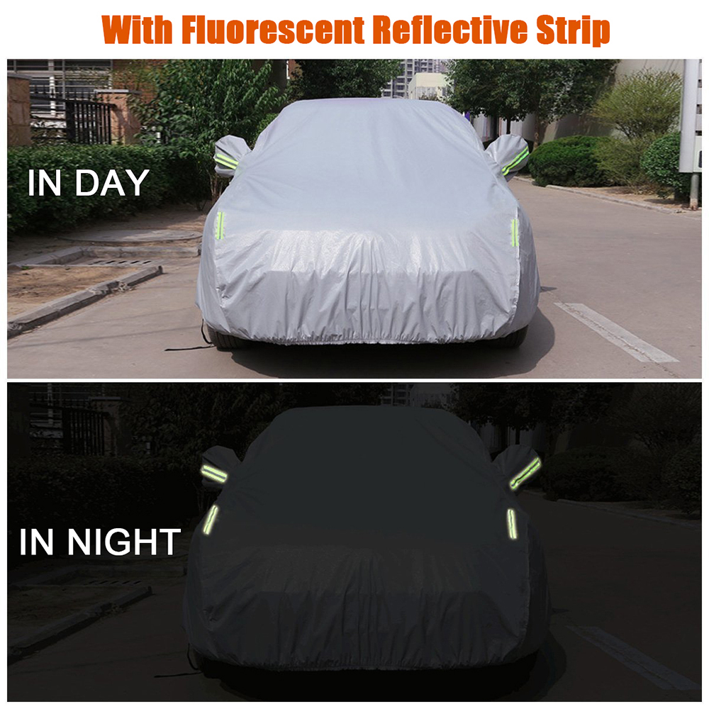 Autoabdeckung, vollständige Abdeckungen mit reflektierendem Streifen, staubdicht, UV-beständig, Sonnenschutz für 4 x 4/SUV-Geschäfte