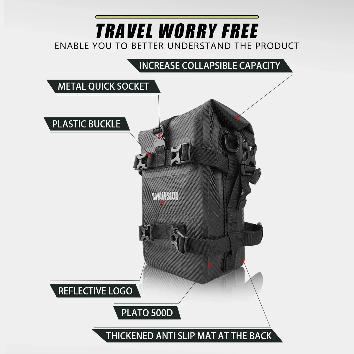 Bolsillo lateral impermeable para motociclismo, bolsa de almacenamiento para parachoques de gran capacidad, bolsa colgante para motocicleta, bolsa trasera