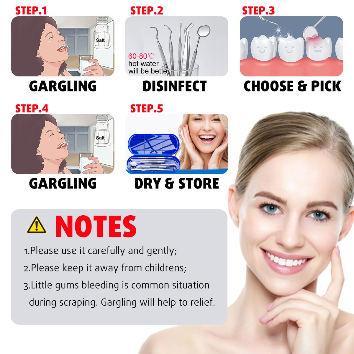 滅菌可能 6 ピース/箱歯科医準備ツールボックスステンレス鋼歯科ミラープローブピンセット歯科ケア実験室機器