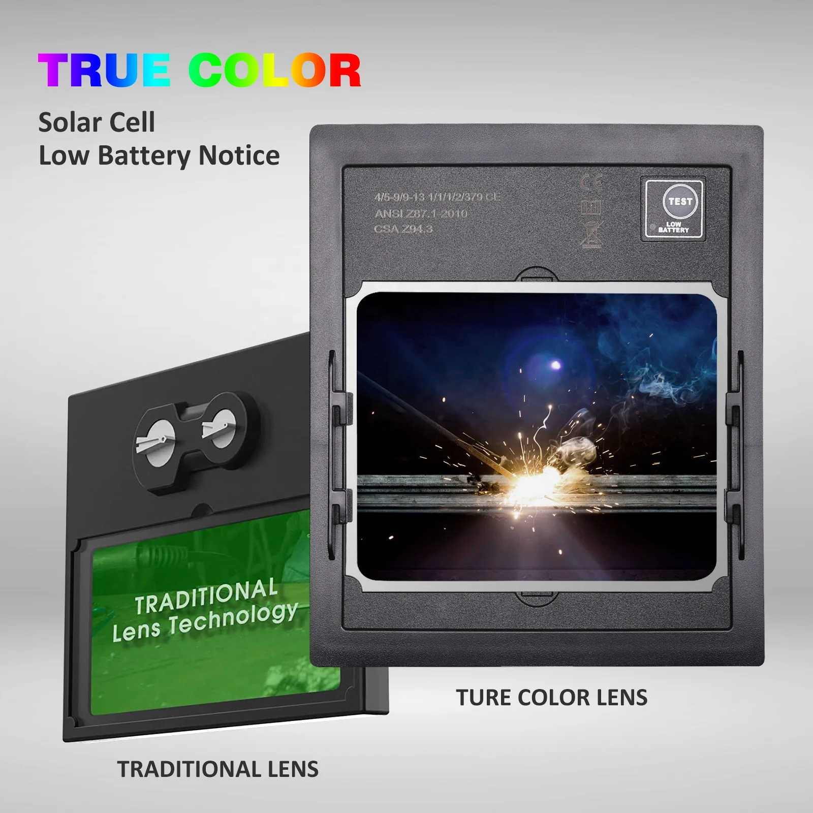 Welding Mask 1/1/1/1 Auto Darkening Welding Helmet Large View 3.93x3.81inch True Color 4 Sensors for MIG MAG MMA Welder Machine