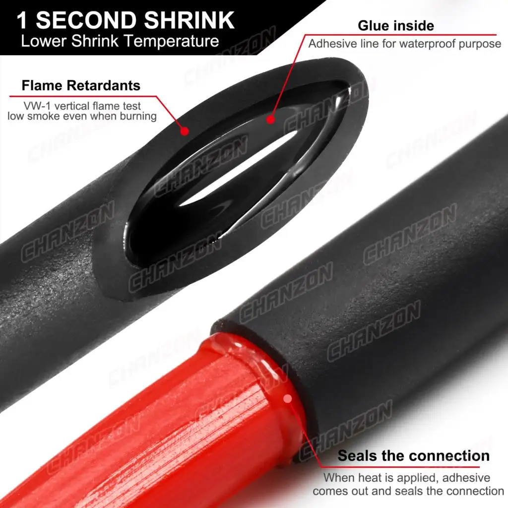 Tubo termo retrátil de 2.5m, 7 cores, 1.6 - 9.5mm, 3:1, com cola, adesivo de parede dupla, fio forrado, grau marinho, fita retrátil