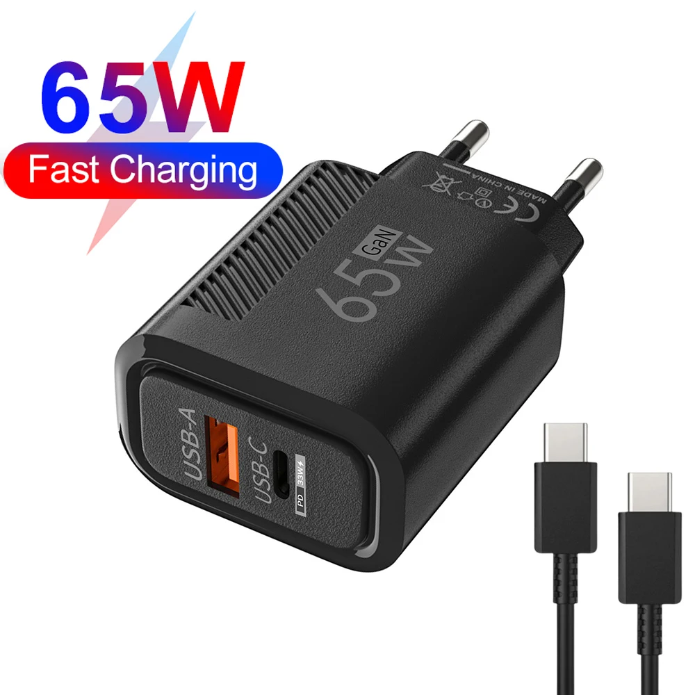 Caricabatterie GaN totale da 65 W USB PD ricarica rapida ad alta velocità tipo C adattatore da parete per telefono cellulare a ricarica rapida per IPhone 15 Pro Xiaomi 14