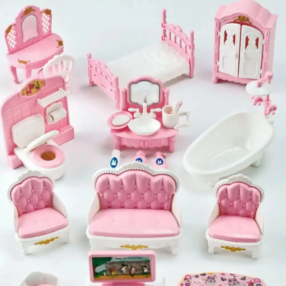Heißer Verkauf Nette Kawaii Rosa 10 Artikel/los Miniatur Puppenhaus Möbel Zubehör Kinder Spielzeug Küche Kochen Dinge Für Mädchen Geschenke