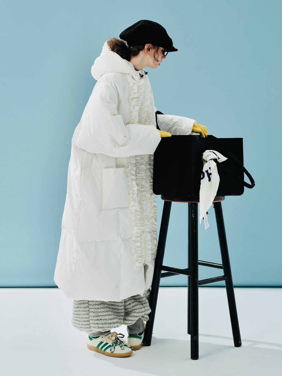 IMAKOKONI Original Design Spitze Spleißen Medium Langarm Winter Warme Daunenjacke 244900