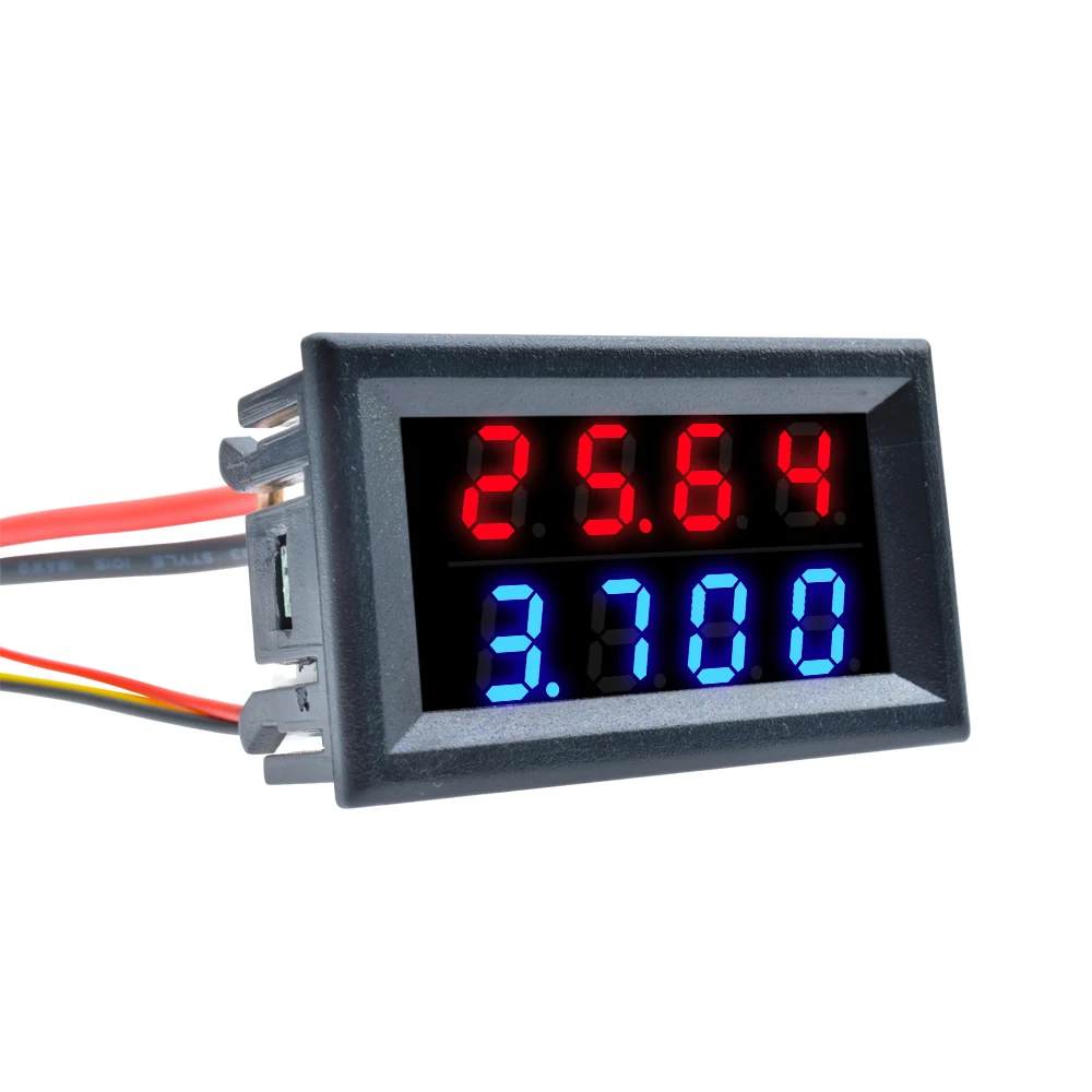 DC 100V 200V 10A 0,28 "Mini voltímetro Digital amperímetro 4 bits 5 cables medidor de corriente de voltaje probador azul rojo pantalla LED Dual