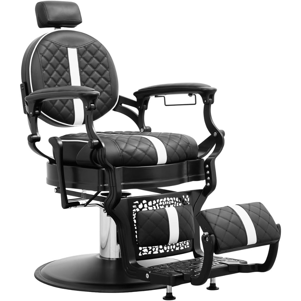 Barber Chairs.Barber Chair Hair Salon Chair,Heavy Duty 700LBS, for Hair Stylist Barber Beauty Tattoo Massage(Black White),NL-002