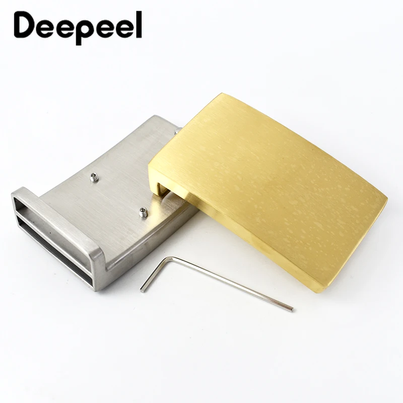 1pc deepeel 35/38mm fivela de cinto masculino sem alça cintos de aço inoxidável fivelas suaves placa cintura corpo calças acessórios