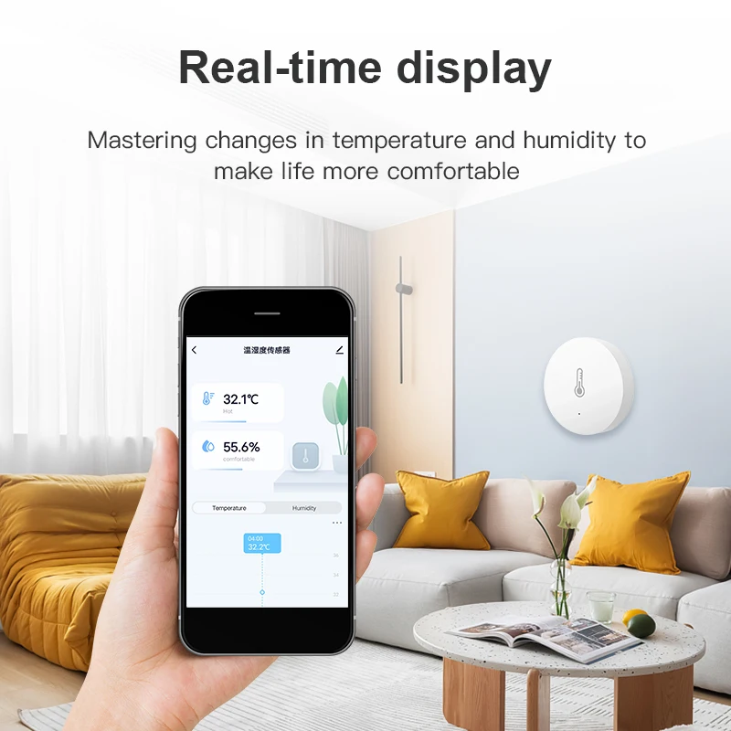 Sensor inteligente de temperatura e umidade Tuya Zigbee - um mini termômetro digital para monitoramento em tempo real em casas inteligentes