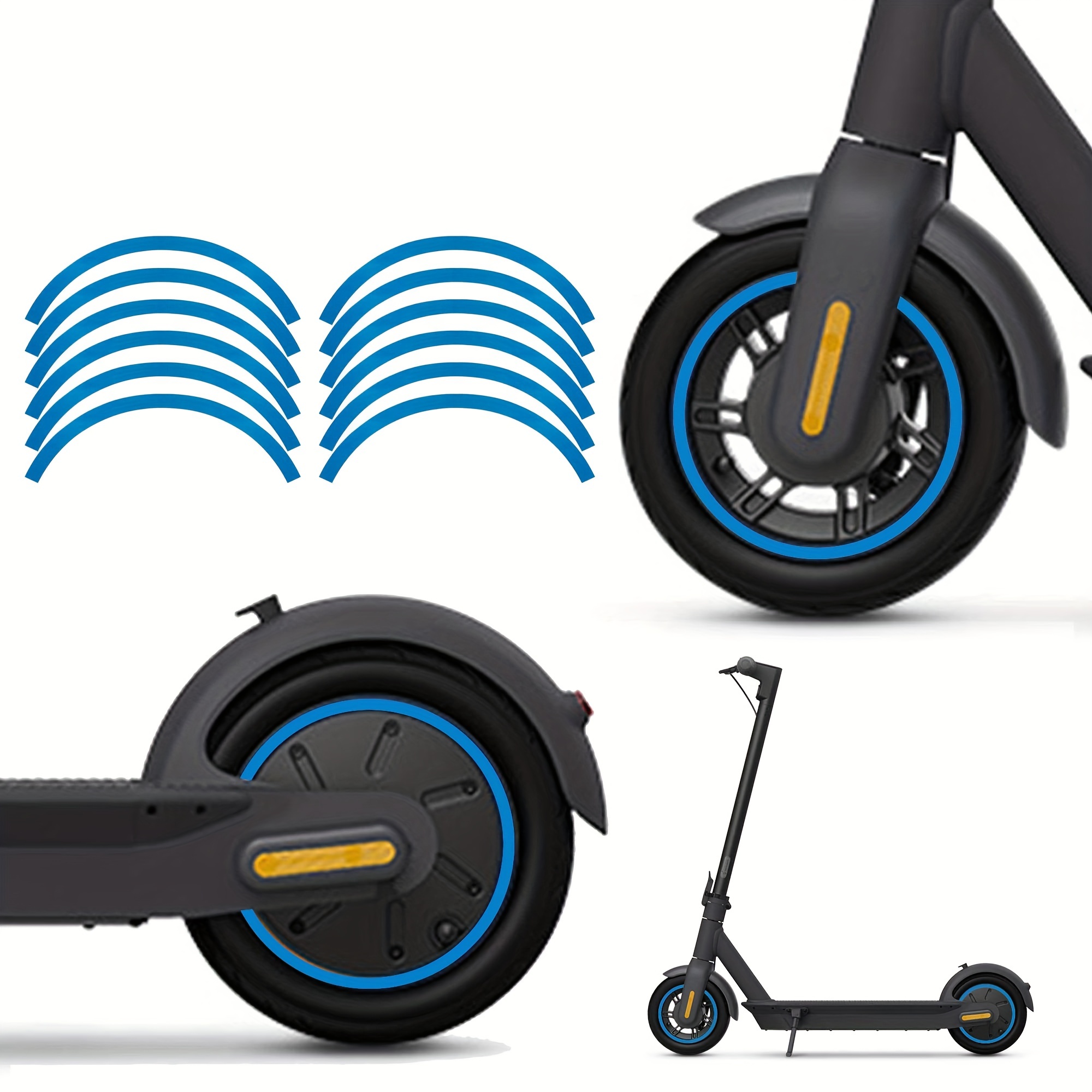 1 conjunto de adesivos refletivos para scooter elétrica, adesivos refletivos à prova d'água para rodas para scooters elétricos Ninebot Max G30