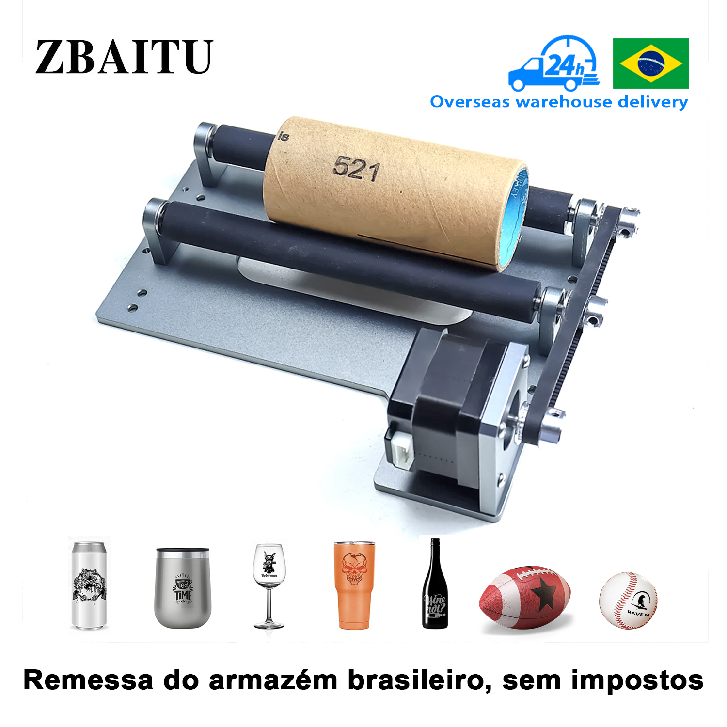 ZBAITU R10 Laser Allyoment Rotary Roller Gravador Y-axis Rolo 360 °   Girando para objetos cilíndricos de diâmetro de gravação de 5-150 mm