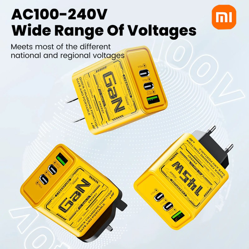Xiaomi 145W 3 puertos carga ultra rápida tipo C GaN cargador de teléfono USB-C QC 3,0 adaptador de súper carga para Huawei Iphone Samsung