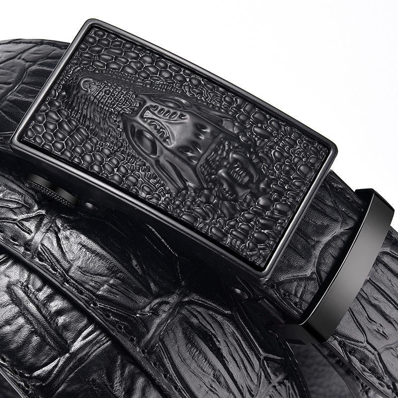 Cinturón de cuero genuino para hombre, cinturones masculinos de marca famosa de lujo de alta calidad, hebilla automática, correa con patrón de cocodrilo para hombre ZD2137