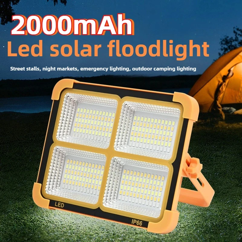 Przenośna lampa solarna LED 15H 2000mAh do namiotu, ładowalna lampa awaryjna na nocny targ, lampa kempingowa na zewnątrz