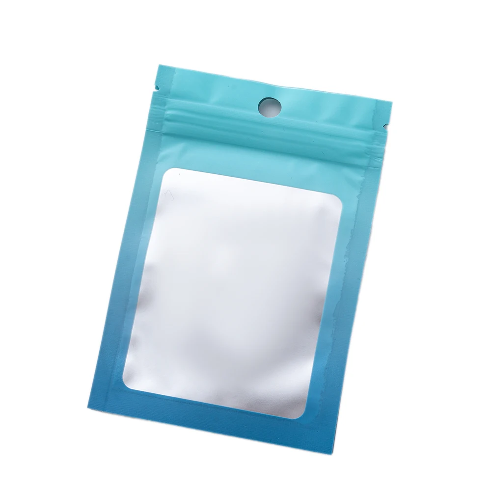 100 sacos gradientes dos pces resealable com zíper embalagem plástica display bolsa de armazenamento de jóias embalagens pequenas empresas suprimentos
