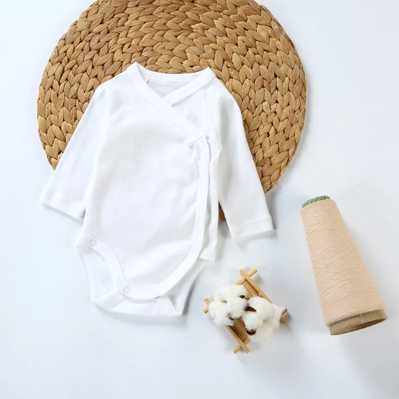 Roupas de bebê macacão do bebê meninos roupas da menina crianças manga longa 100% algodão geral branco bebê recém-nascido macacão abertura lateral