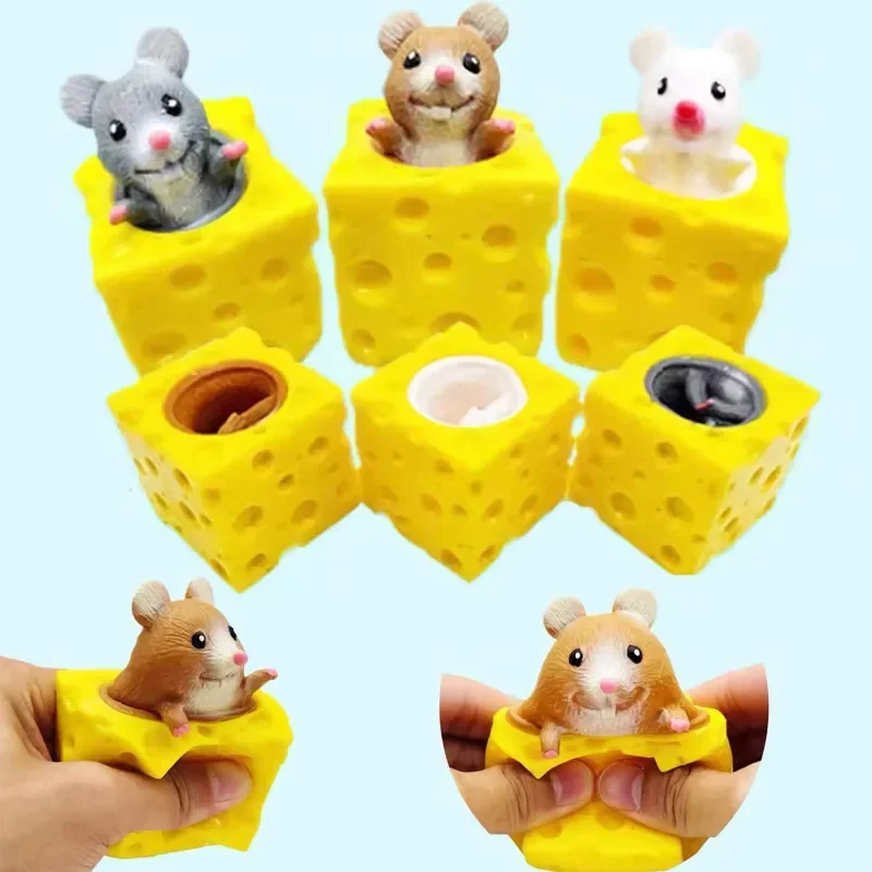 Squeeze Mouse Squishy jouet fromage balle anti-Stress Squishy Rat fromage Fidgets Squishy souris jouet Stress nouveauté jouet pour les gens meilleur cadeau