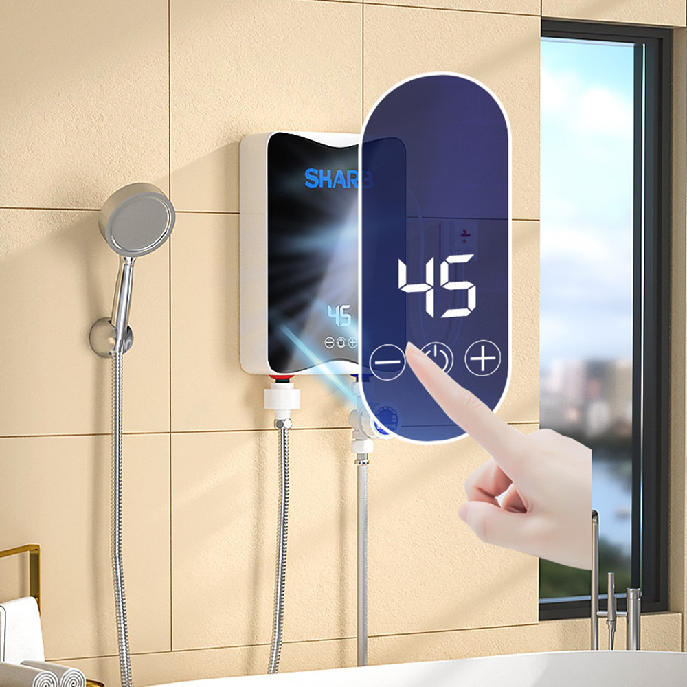 Aquecedor de água elétrico instantâneo sem tanque, 5500w, banheiro, cozinha, aquecimento instantâneo, demanda, aquecedor de água com display lcd