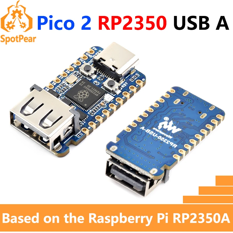 Плата разработки Raspberry Pi Pico 2 RP2350 USB A RP2350A Waveshare RP2350-USB-A