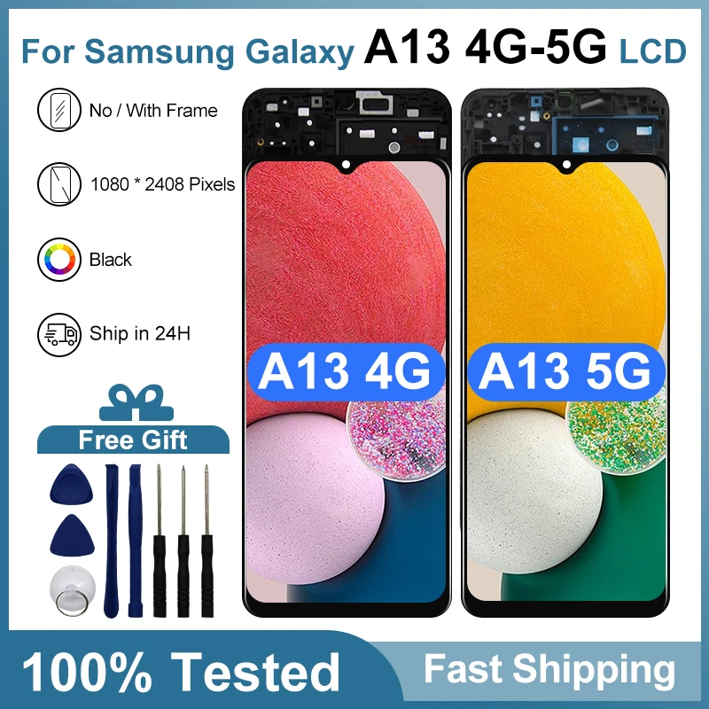 ทางเลือก IPS สำหรับ Samsung Galaxy A13จอแสดงผล LCD SM-A135F หน้าจอสัมผัสสำหรับ Samsung Galaxy A13อะไหล่ทดแทน LCD SM-A136U 5g