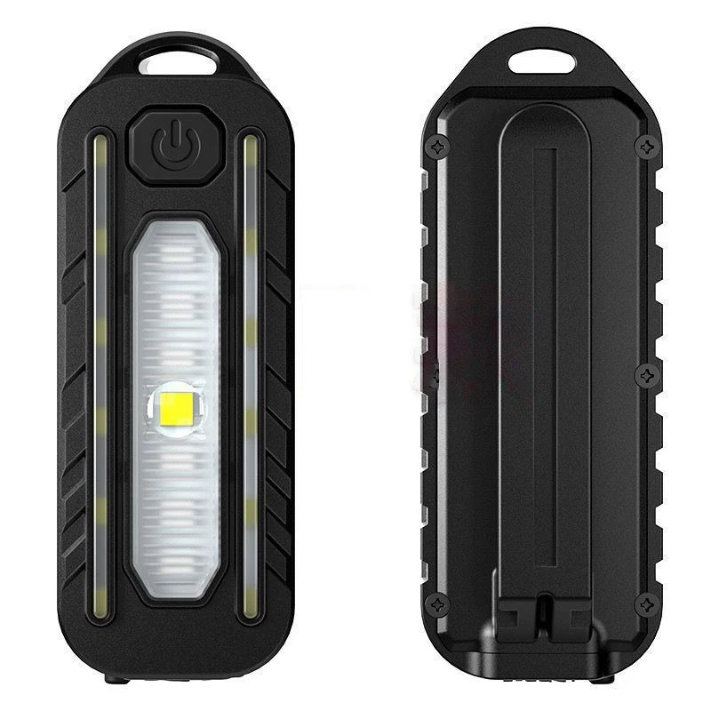 Mini LED Flashlight USB Rechargeable Red Blue Police Light Portable  Pocket Flashlight Keychain Lamp Traffic Flash Warning Light