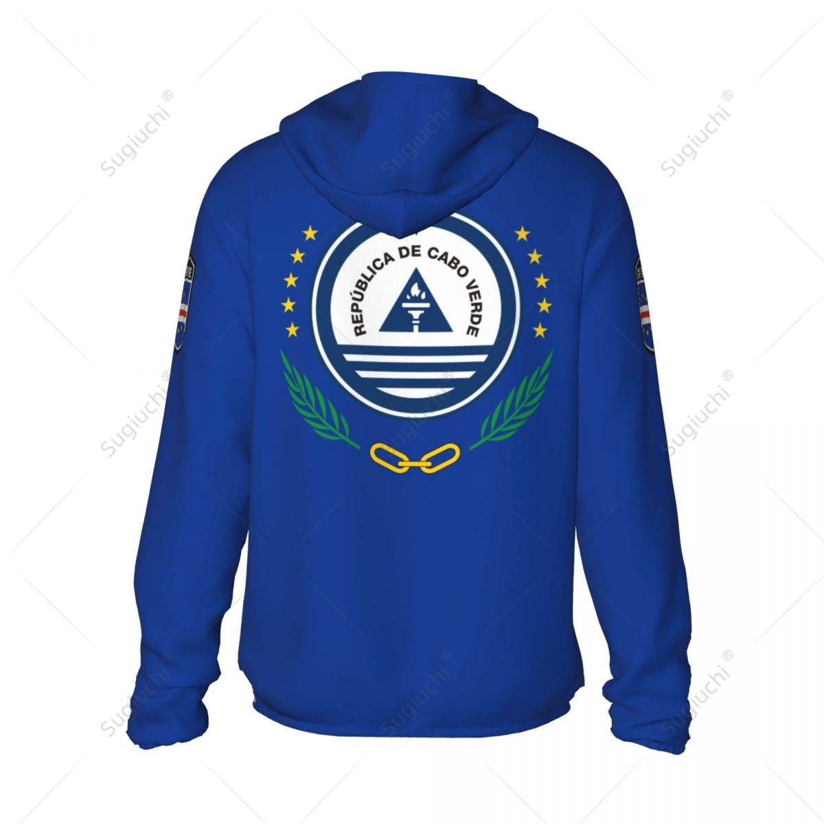 Capa verde bandeira proteção solar moletom com capuz roupas de proteção solar pesca ciclismo corrida secagem rápida manga longa com zíper poliéster