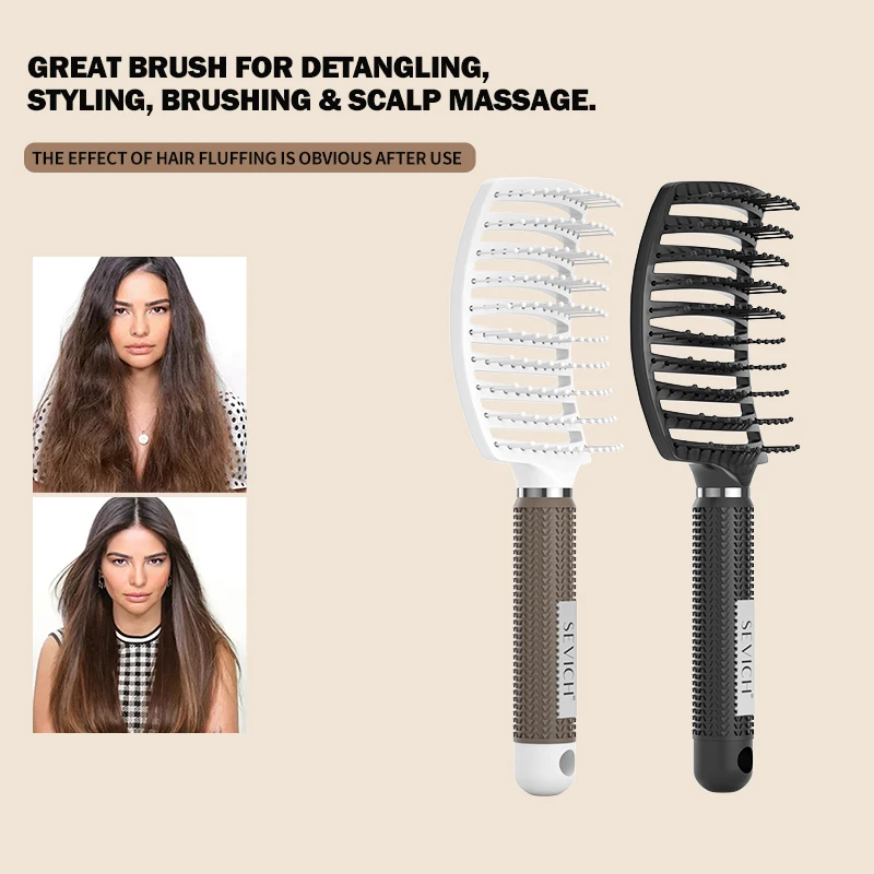 1Pcs Elastic Massage Comb Hollow Out Hair Brush Scalp Massage Combs Hair Styling Detangler Fast Blow Drying Detangling Tool