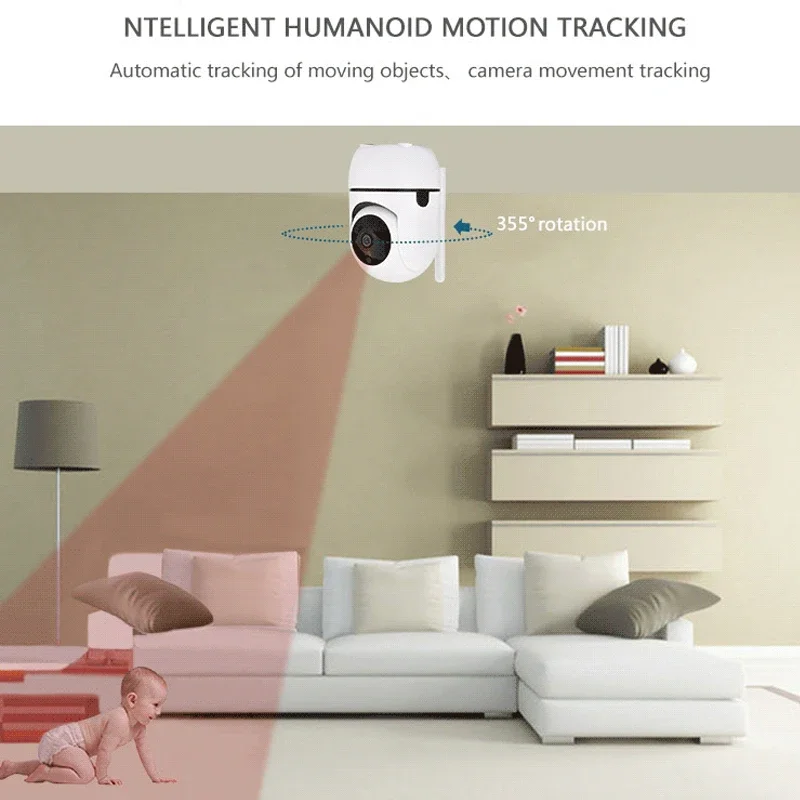 4MP ICSEE Wifi Security Camera Indoor Surveillance Camera Two Way Audio Motion Detection Auto Tracking Baby Monitor Video Camera